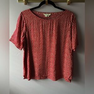 Boden Red Polka Dot Short Sleeve Top Size 8